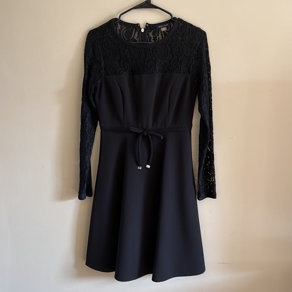 Tommy Hilfiger Lace Sleeve Fit and Flare Dress - Picture 4 of 5